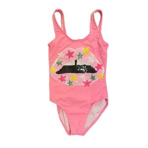 LOLA + the BOYS GIRLS Pink STAR LIPS SWIM SIZE 8 in excellent condition